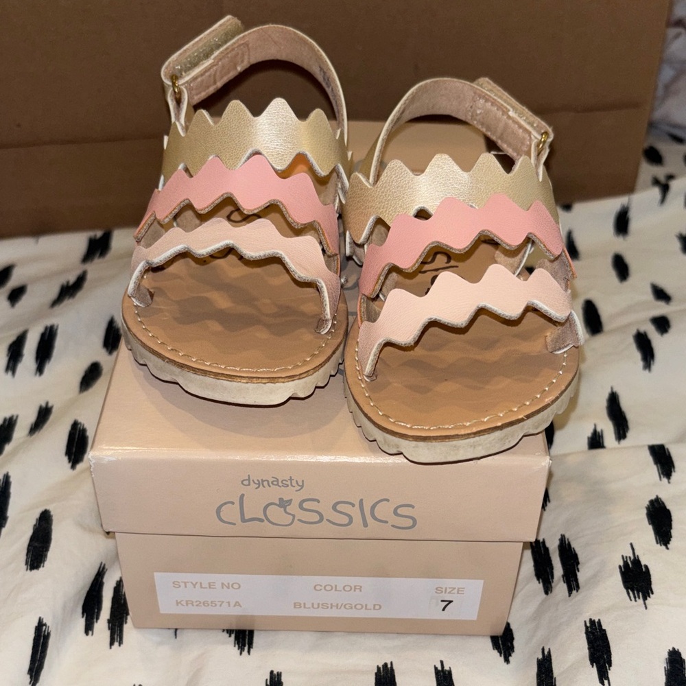 Dynasty Classics Blush and Gold Kids Sandals